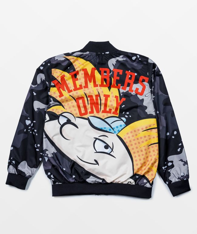 Members Only x Nickelodeon Hey Arnold Black Camo Bomber Jacket