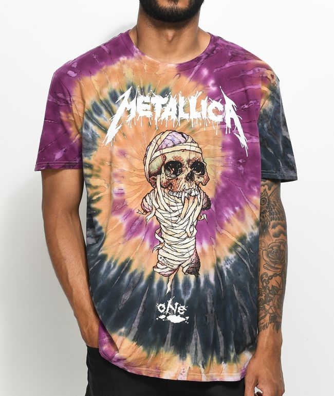 Purple tie dye metallica shirt Clearance