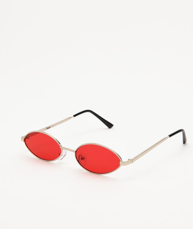 Miller mini gafas de sol ovaladas de color rojo y plata
