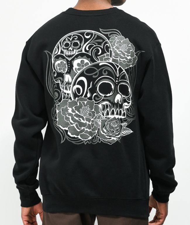 black graphic crew neck