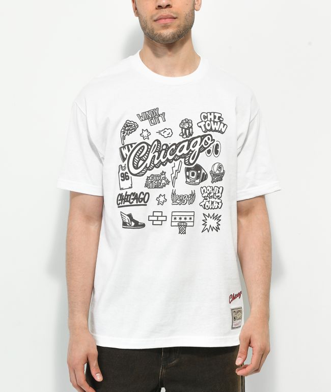 Mitchell & Ness x NBA Bulls Doodle White T-Shirt