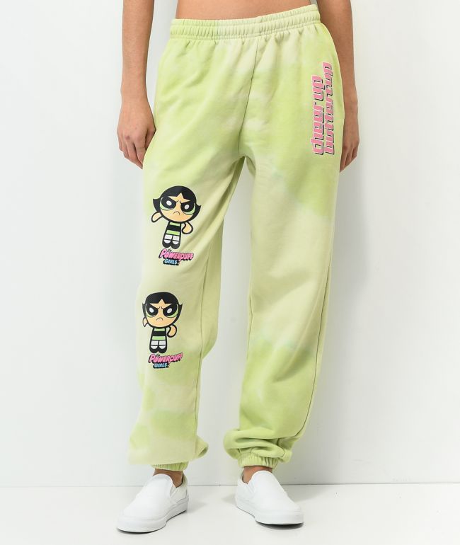 NGOrder x Powerpuff Girls Buttercup pantalones jogger de punto de tie dye verde