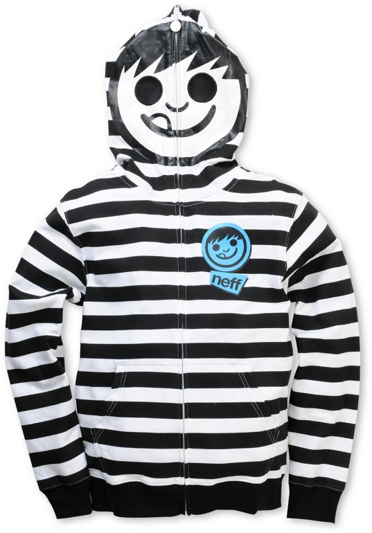 Neff Boys Swirls Black & White Stripe Face Zip Up Hoodie | Zumiez