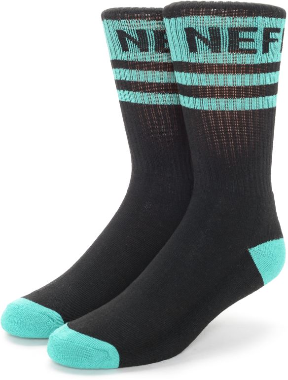 Neff Promo Black & Teal Crew Socks
