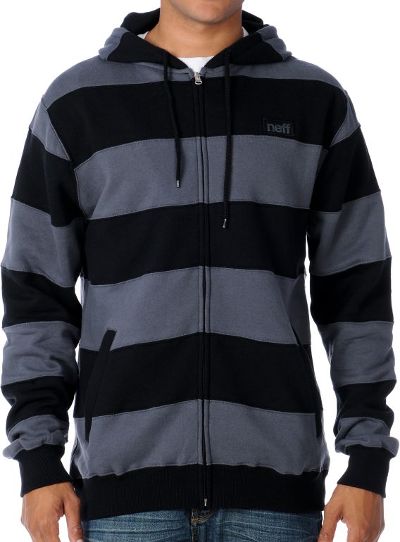 Neff Stoney Grey Striped Zip Up Hoodie