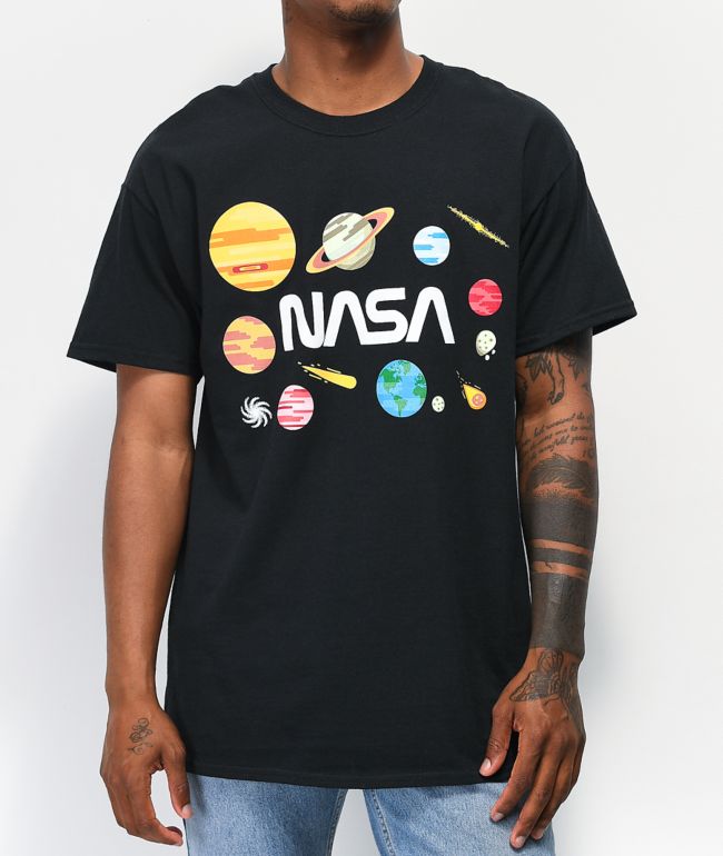 Ciro Evolve Green background Neon Riot x NASA Planets Black T-Shirt