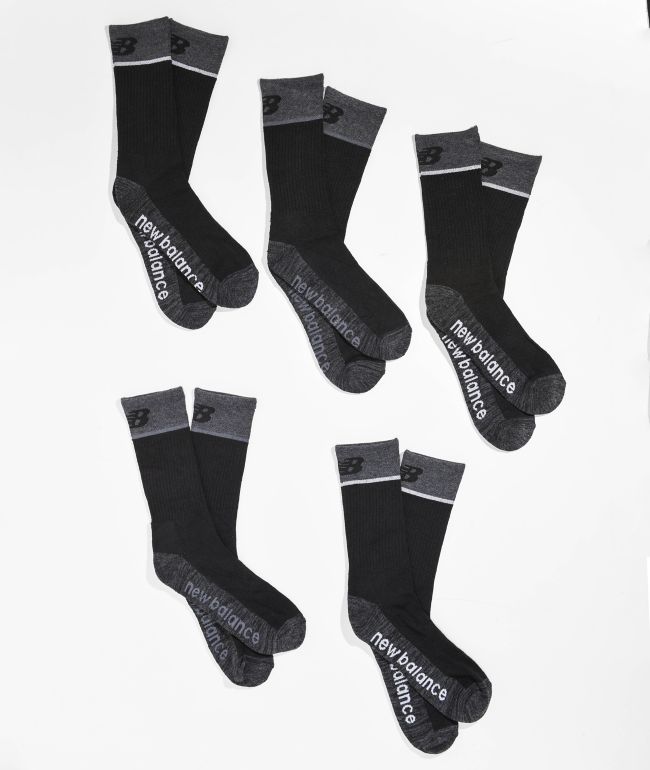 New Balance Athletic 5 Pack Black & White Crew Socks