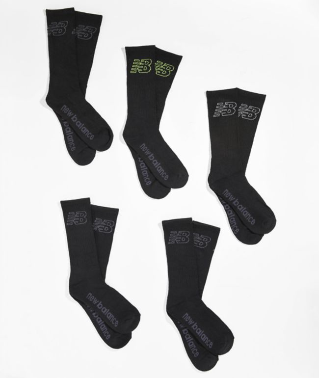 New Balance Athletic Black 5 Pack Socks
