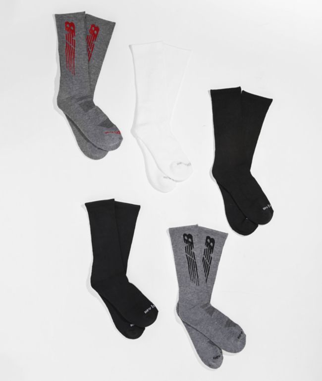 New Balance Athletic Paquete de 3 calcetines negros, blancos y rojos