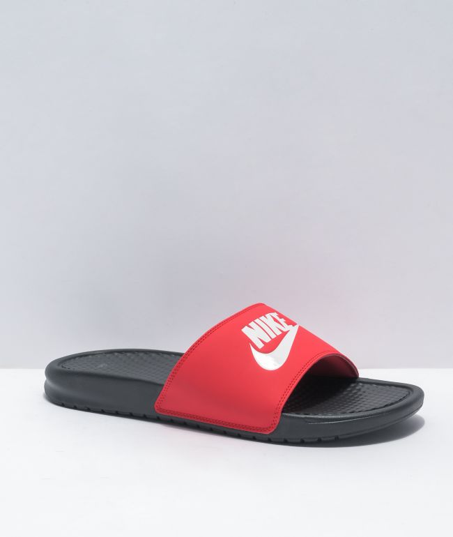 nike red benassi slides