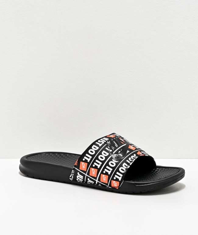 Benassi JDI Print Black Slide Sandals