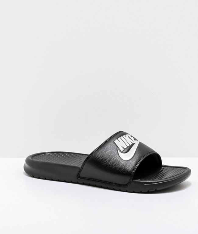 Benassi White Black Slide Sandals
