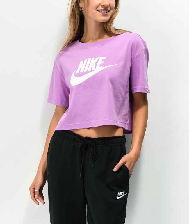 meester vloeiend wrijving Nike Essential Purple Crop T-Shirt