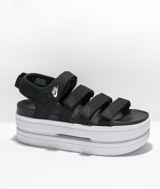 Nike Icon Classic sandalias de plataforma blancas y negras