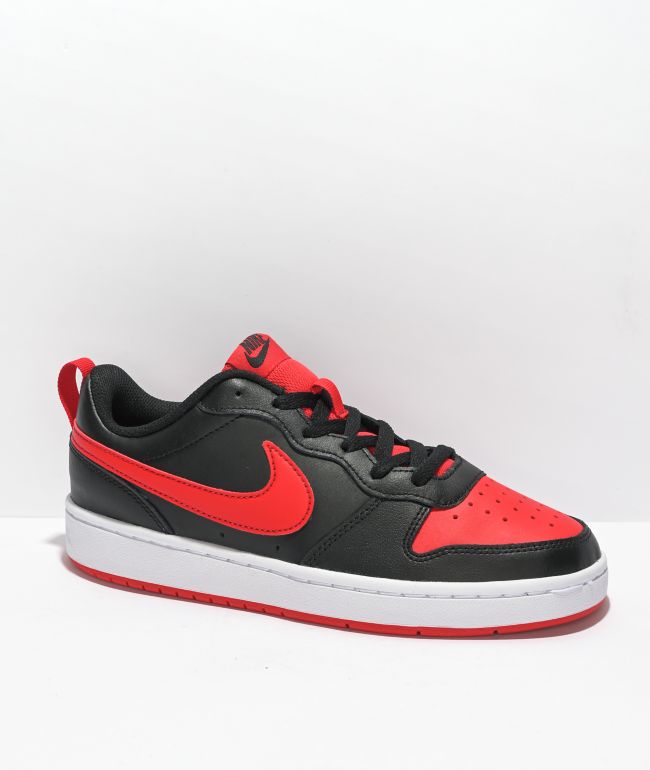 vier keer Gezamenlijke selectie Bestudeer Nike Kids' Court Borough Low 2 Black & Red Shoes