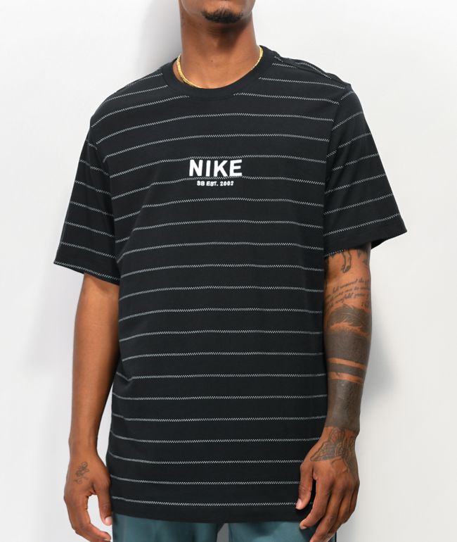 nike black striped t shirt