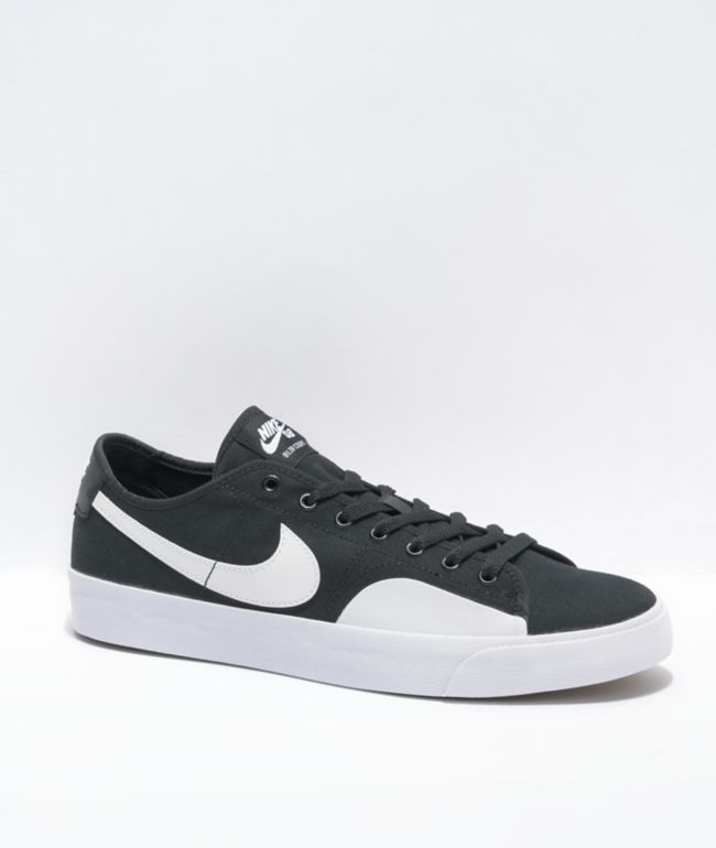 Nike SB Blazer Court Black & White Skate Shoes