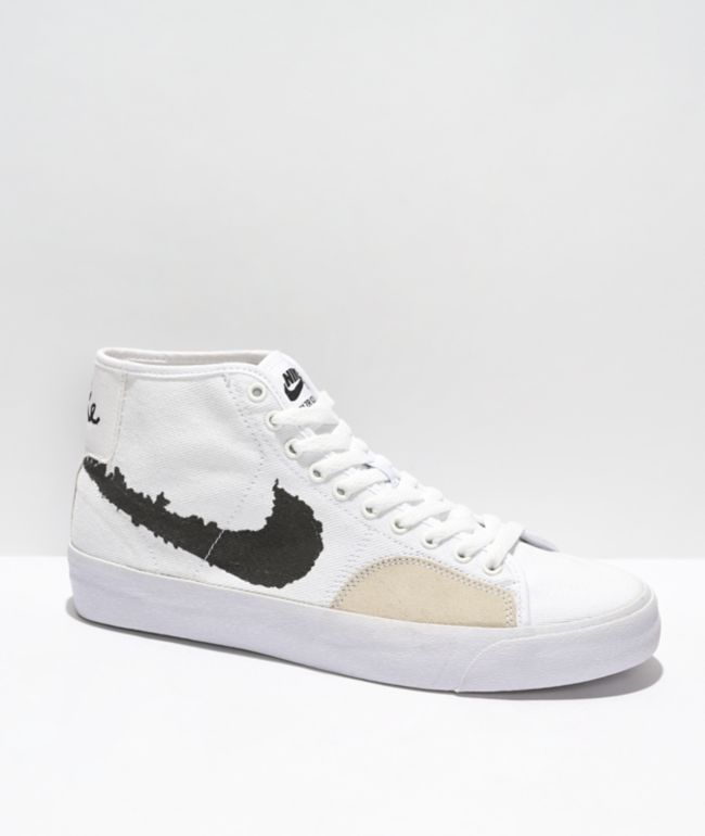 Nike SB Blazer Court Mid White & Black Skate Shoes