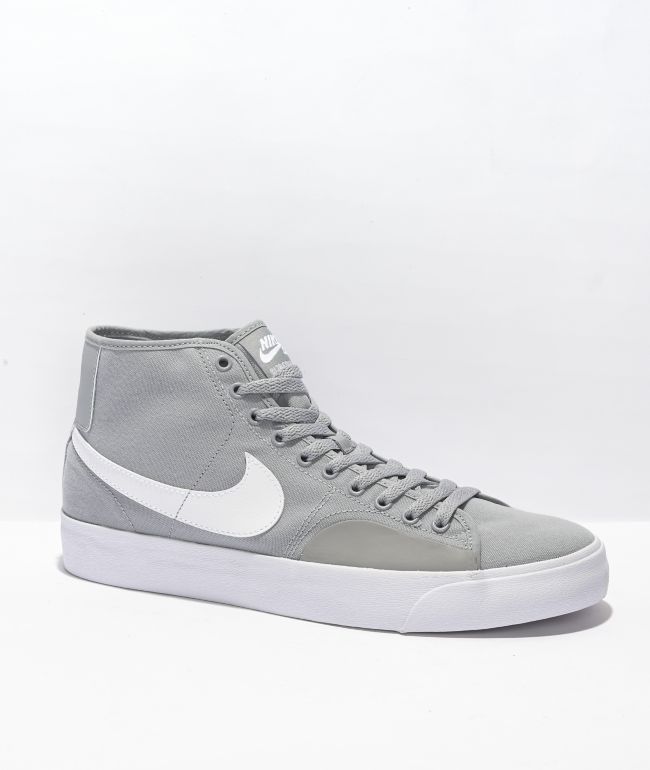 Nike SB Blazer Court Mid Wolf Grey & White Skate Shoes