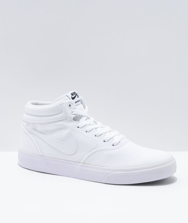 Nike SB Charge Mid All White Skate Shoes