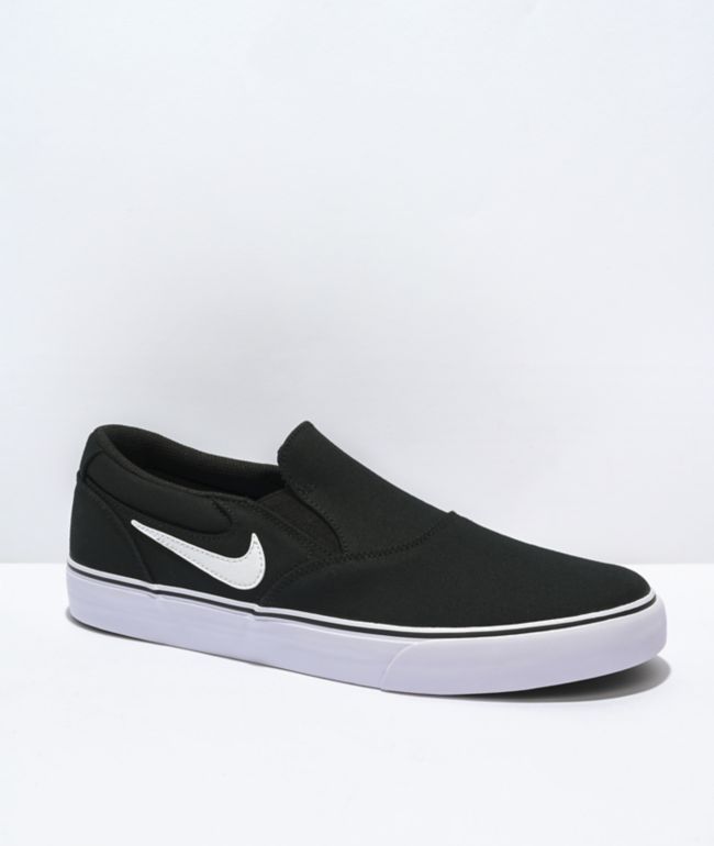 Canoa libertad montar Nike SB Chron 2 Black & White Slip-On Skate Shoes