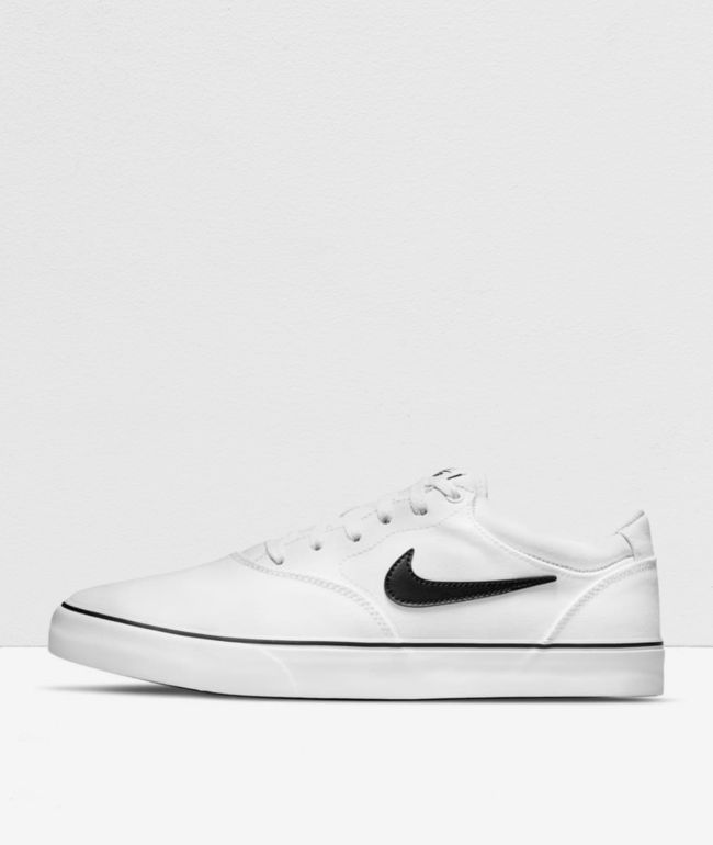 Nike SB Chron 2 White & Black Canvas Skate Shoes