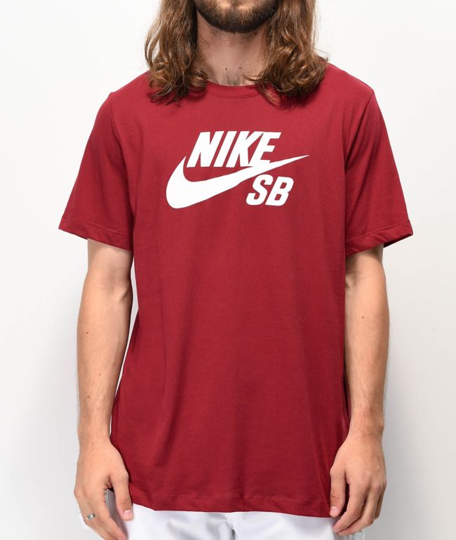 Naufragio Espacioso Giro de vuelta Nike SB Dri-Fit Logo Burgundy T-Shirt