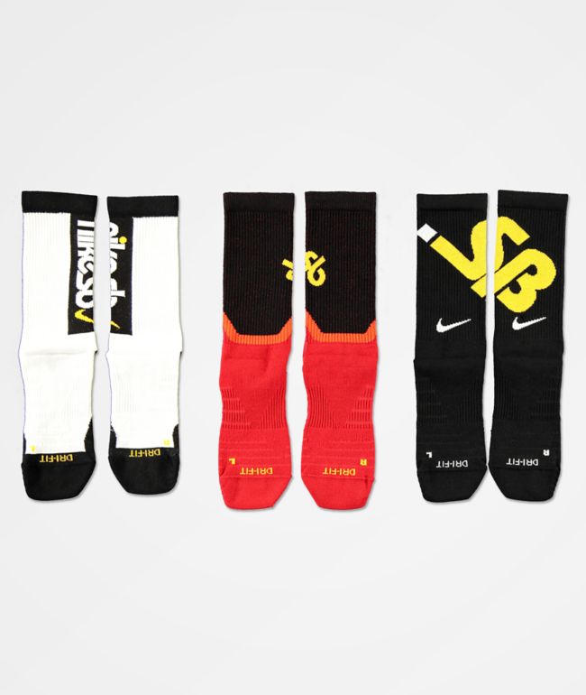 Nike SB Everyday Max Black, White & Gold Pack Crew Socks