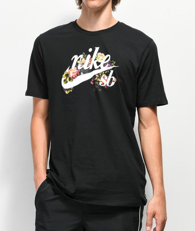 Nike Floral Old Logo Black T-Shirt