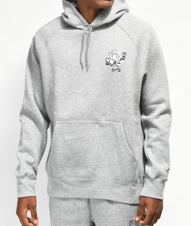 Nike SB Icon Flower Grey Hoodie | Zumiez