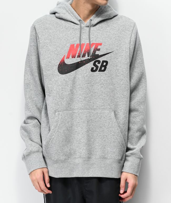 Nike SB Icon sudadera con capucha gris, roja negra