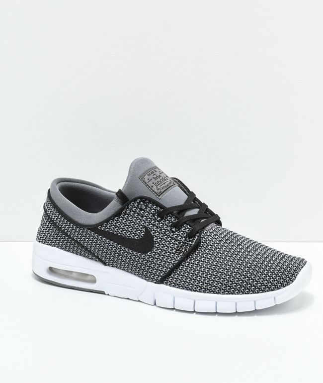 Nike SB Janoski Max Gunsmoke zapatos de skate en negro y blanco | Zumiez