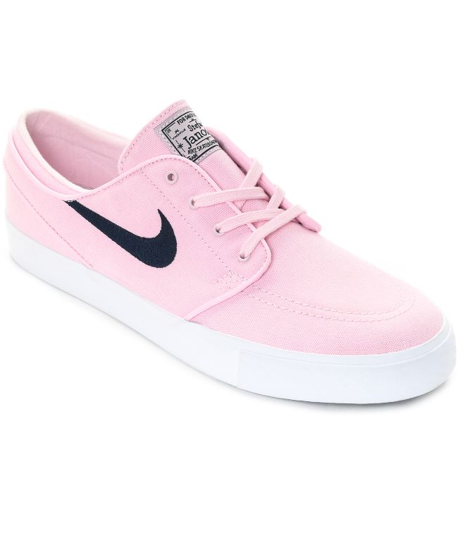 mow air color Nike SB Janoski Prism Pink & Navy Canvas Skate Shoes