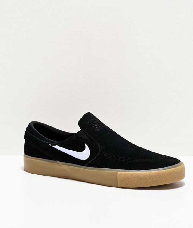 Nike SB Janoski Slip-On RM Black \u0026 Gum Suede Skate Shoes | Zumiez