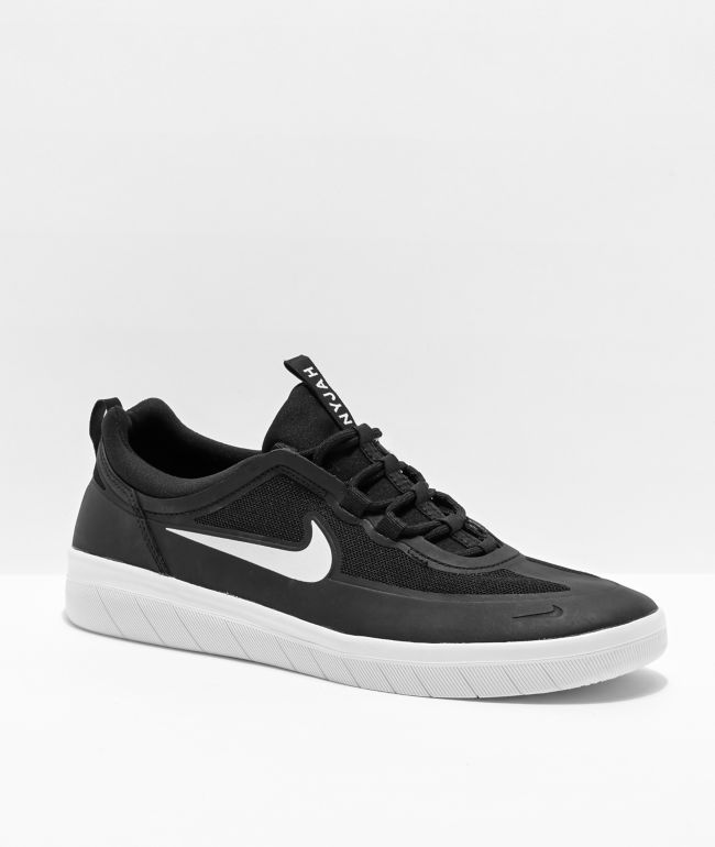 Nike SB Nyjah Free 2 Black & White Skate Shoes