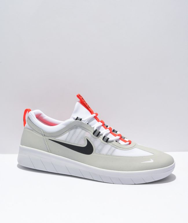 Nike SB Nyjah Free 2.0 Grey, Black, & White Skate Shoes