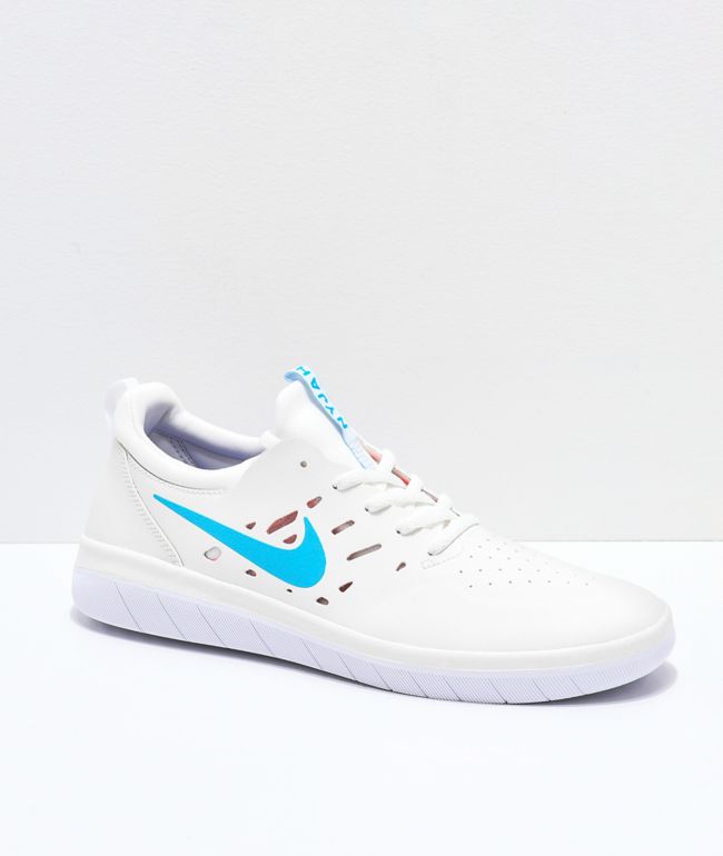 Nike SB Nyjah Free Summit zapatos de skate blancos, azules y rojos | Zumiez