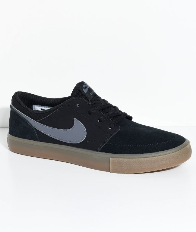 nike sb portmore ii dark grey & gum canvas skate shoes