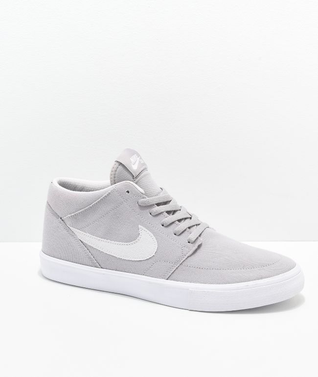 Nike SB Portmore II Mid Grey & White Shoes