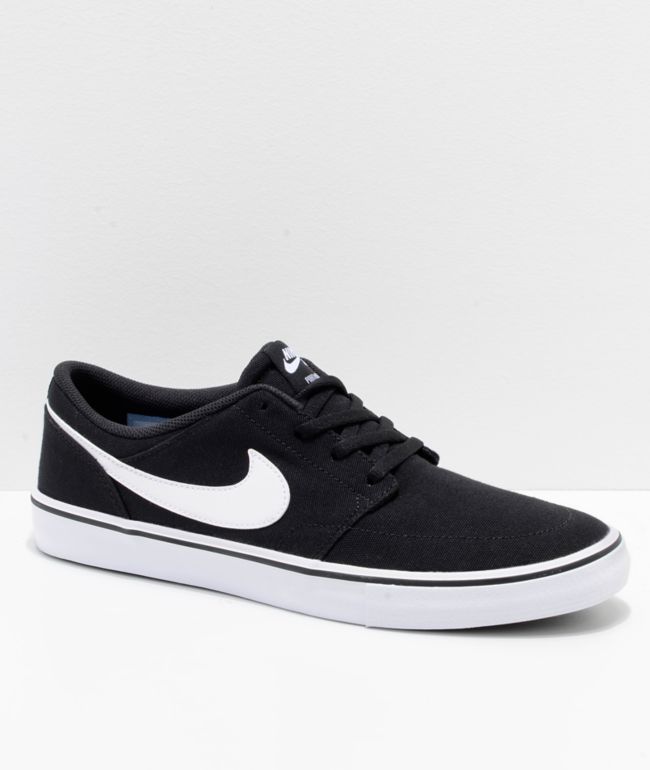 Nike SB Portmore II zapatos de skate de lienzo en negro y blanco | Zumiez