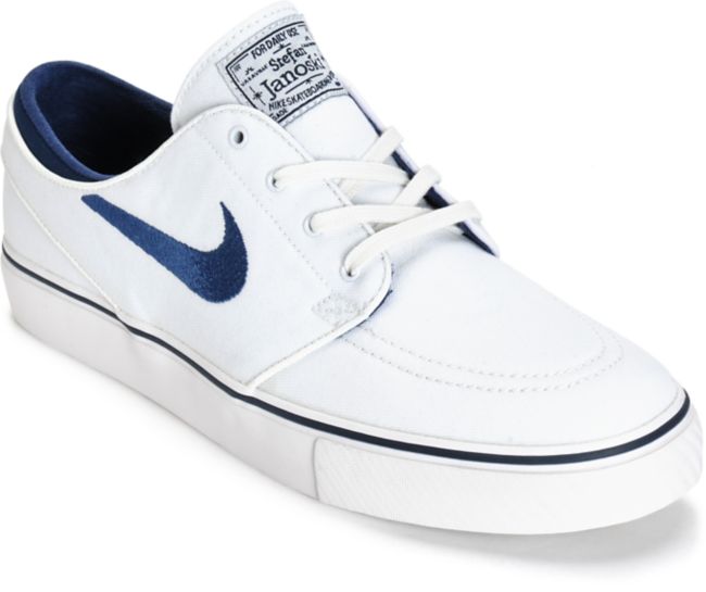 Nike SB Zoom Stefan Janoski zapatos de skate cumbre blanco y azul marino  medianoche | Zumiez