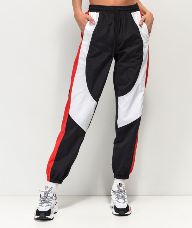 Hall Corbet Red, White & Black Crinkle Pants