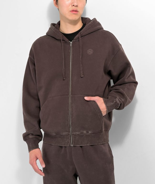 Ninth Hall Fundamentals Brown Zip Hoodie