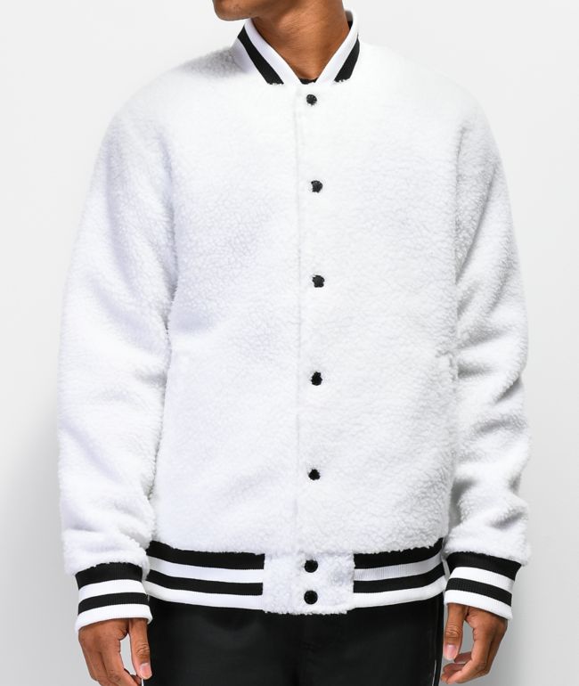 Fuzzy varsity jacket Clearance