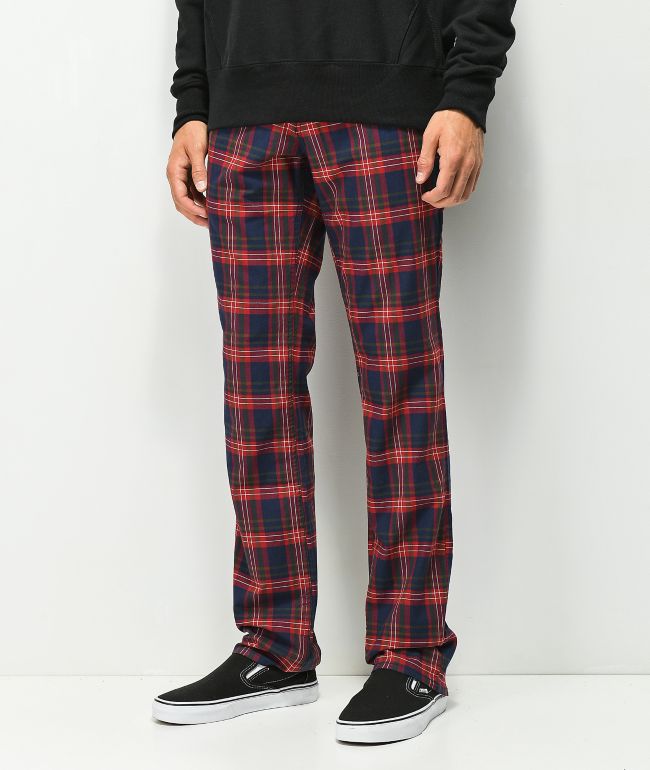 Red plaid chino pants Clearance