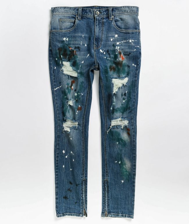 blue wash skinny jeans
