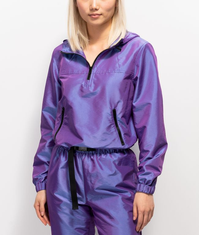 Ninth Hall Tay Iridescent Purple Half Zip Windbreaker Jacket