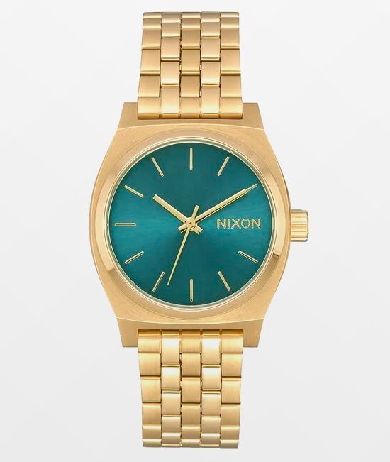 Nixon Medium Time Teller Reloj analógico dorado y turquesa
