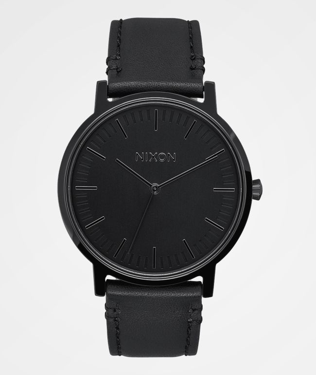 Nixon Porter Leather All Black Analog Watch