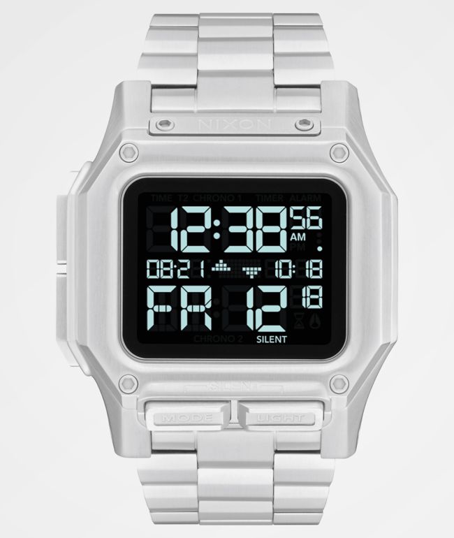 Nixon Regulus SS Silver & Black Digital Watch